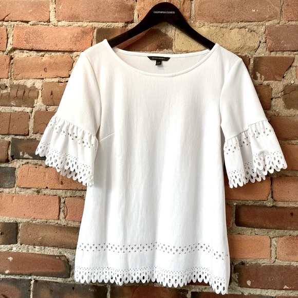 Banana Republic Tops - Banana Republic White Top with Bell Sleeves and Cut-Out Design.  Size: Small